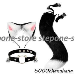 かわいい猫耳しっぽコスプレヘッドバンドアクセサリー小道具チョーカー毛皮のような動物のおもちゃぬいぐるみドレスアップ子供のギフトパー