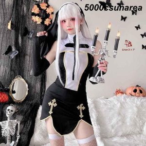 ハロウィン 衣装 レディース 修道女 シスター FCZY FCZY衣装 妖精 小悪魔 悪魔 吸血鬼 仮装  学校祭 学園祭 文化祭 4点セット ワンピース ヘア飾り