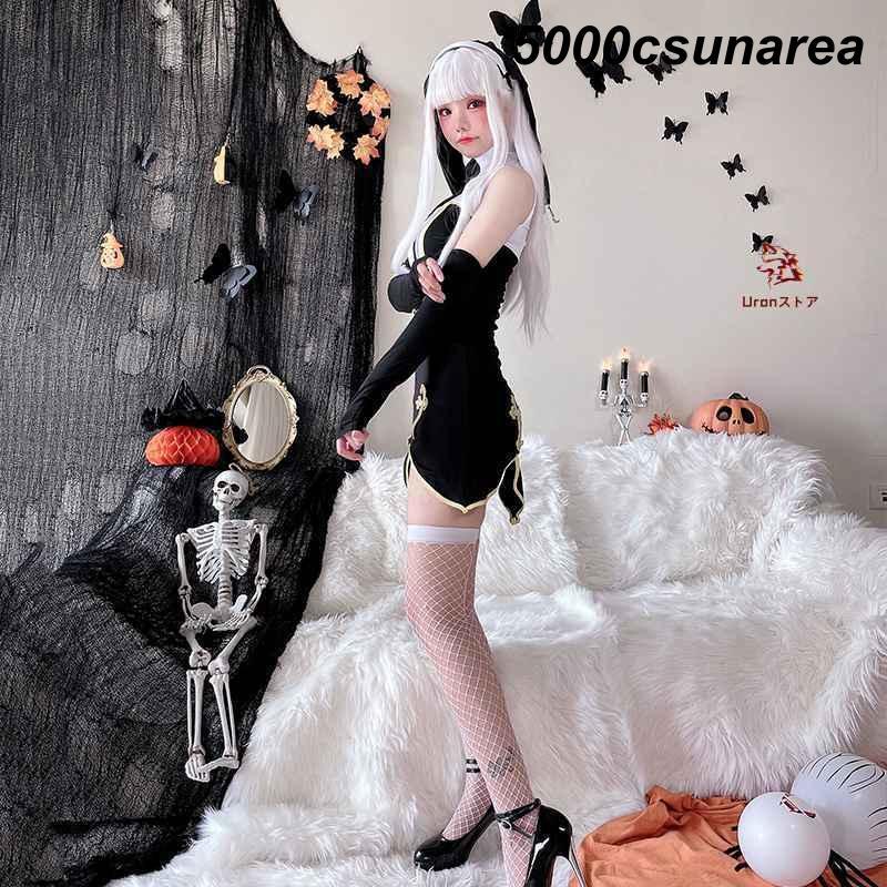 ハロウィン 衣装 レディース 修道女 シスター FCZY FCZY衣装 妖精 小悪魔 悪魔 吸血鬼 仮装 学校祭 学園祭 文化祭 4点セット ワンピース ヘア飾り - 画像 (3)
