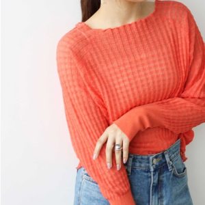 GeeRA ニット セーター ジャカードシアーニットプルオーバー レディース