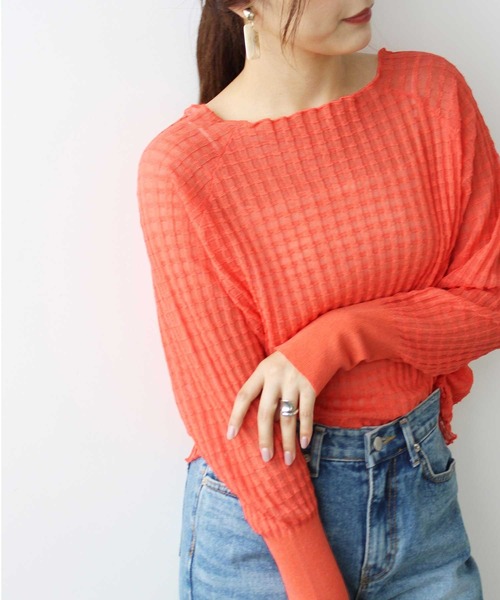 GeeRA ニット セーター ジャカードシアーニットプルオーバー レディース