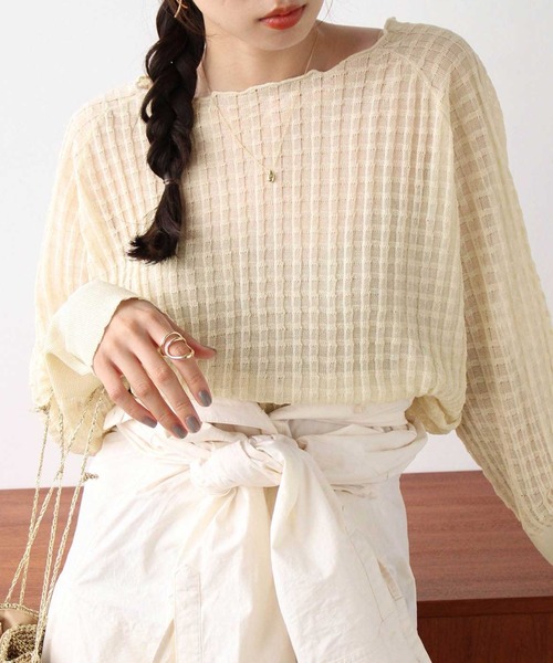 GeeRA ニット セーター ジャカードシアーニットプルオーバー レディース - 画像 (2)