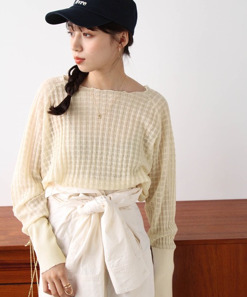 GeeRA ニット セーター ジャカードシアーニットプルオーバー レディース - 画像 (6)