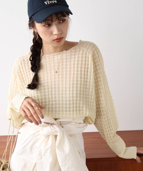 GeeRA ニット セーター ジャカードシアーニットプルオーバー レディース - 画像 (5)