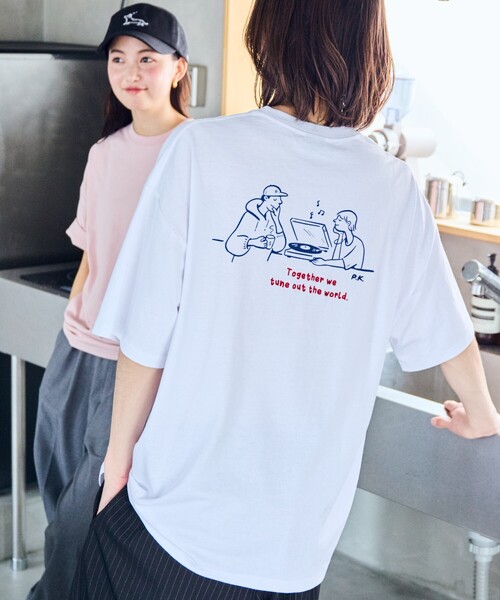 FREAK'S STORE tシャツ 限定展開 PK×FREAK'S STORE/ピーケー 別注 ビッグシルエット バックプリント Tシャツ / Tune Out Music メ
