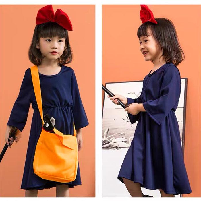 キキ 衣装 コスプレ ハロウィン コスチューム 子供 仮装 ワンピース カチューシャ バッグ 3点セット 魔女 女の子 - 画像 (3)