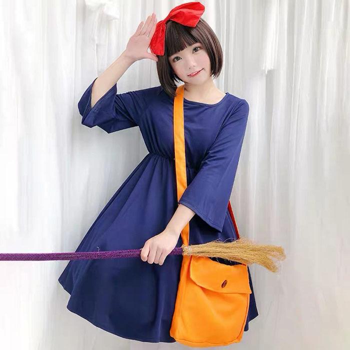 キキ 衣装 コスプレ ハロウィン コスチューム 子供 仮装 ワンピース カチューシャ バッグ 3点セット 魔女 女の子 - 画像 (4)