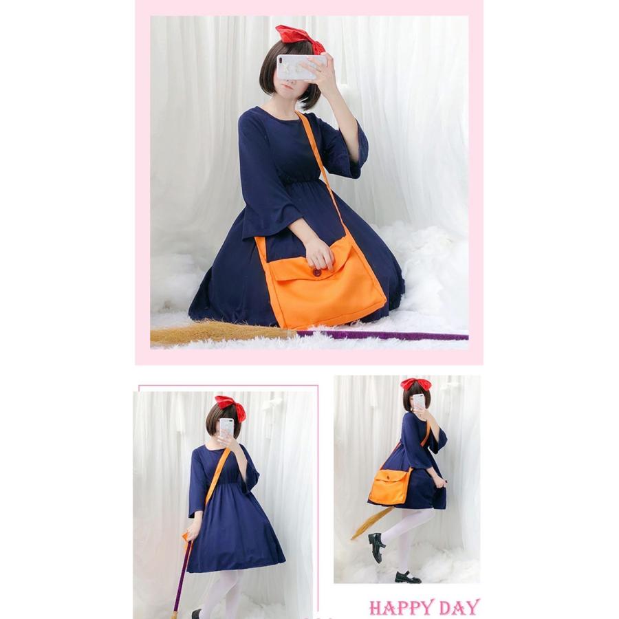 キキ 衣装 コスプレ ハロウィン コスチューム 子供 仮装 ワンピース カチューシャ バッグ 3点セット 魔女 女の子 - 画像 (5)