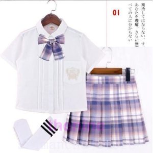子供JK制服トップス+スカートセットアップ30色セーラー服子供学院風チェック柄スカート幼稚園演出服110cm-170cm半袖団体服