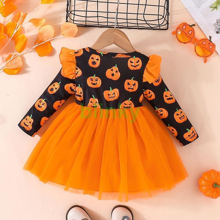 ハロウィンワンピース 2タイプ 子供 コスチューム ドレス コスプレ衣装 キッズ ベビー 赤ちゃん チュール かわいい プレゼント ギフト イベント パーティ - 画像 (4)