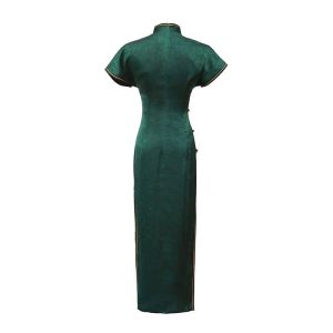 チャイナドレス 2color 中華服 チャイナ風ワンピース 気質アップ 着痩せ 緑 黒