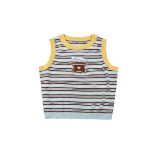 シナモロールスターアップリケストライプ柄ブルータンクトップ