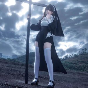 (5点セット)修道女 仮装 コスチューム S M L XL セクシー ロング ワンピース