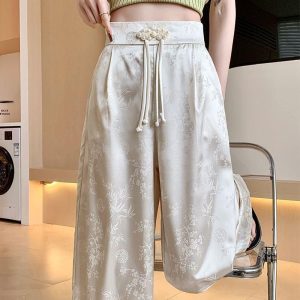 2color チャイナボタン ボトムス レディース サテン