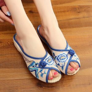 2color 赤or青 サンダル オープントゥ サイズ35-40 染め付けシリーズ