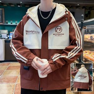 3color アウター 男女兼用 メンズ カジュアル 配色 フード付き