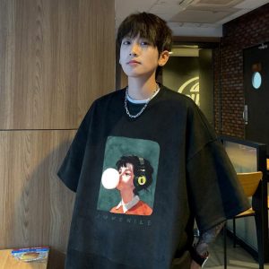 5color トップス 半袖 男女兼用 メンズ 大きいサイズ スエード 人物