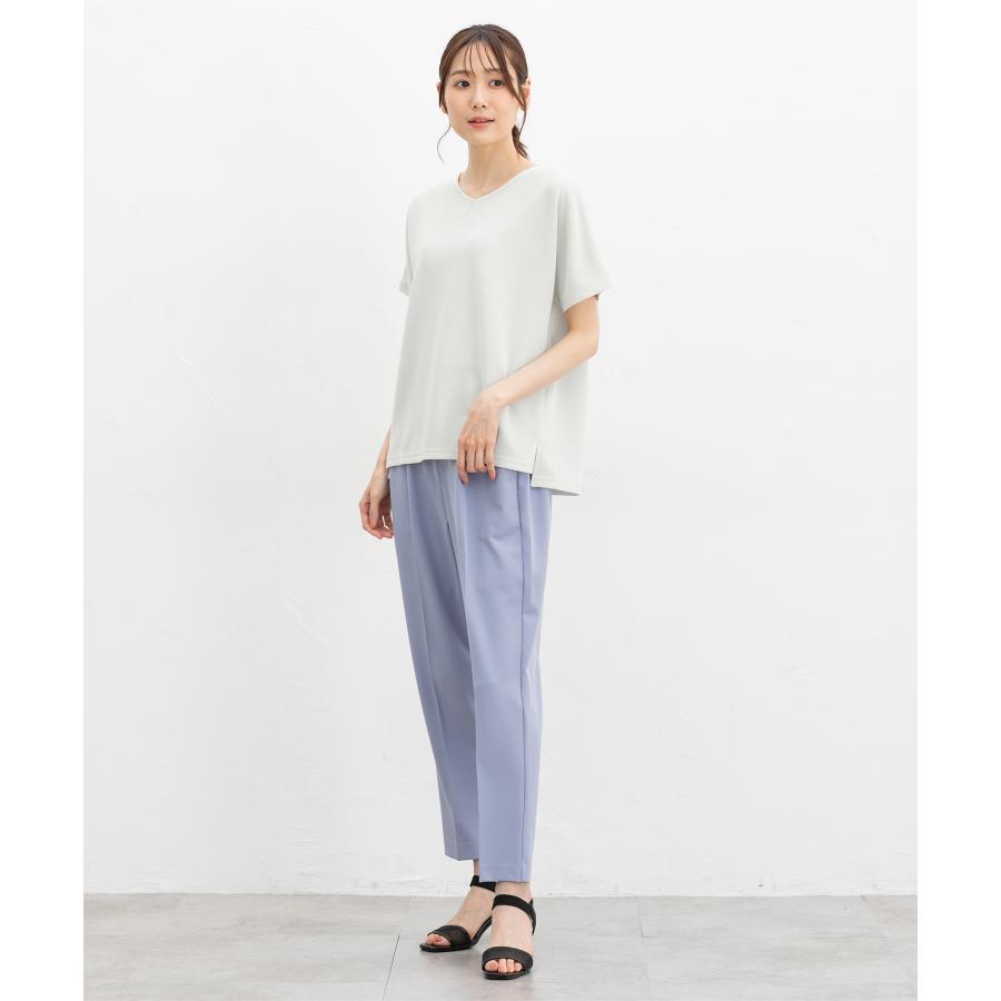 Honeys トップス カットソー 半袖 ドルマン袖 Vネック ストレッチ ラメ 無地 レーヨン混 スリット レディース SALE ハニーズ ラメドルマントップス - 画像 (6)