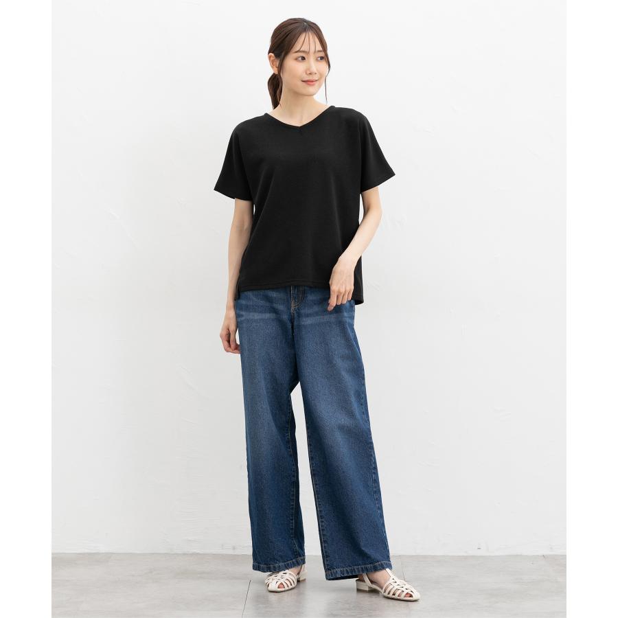 Honeys トップス カットソー 半袖 ドルマン袖 Vネック ストレッチ ラメ 無地 レーヨン混 スリット レディース SALE ハニーズ ラメドルマントップス - 画像 (8)