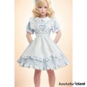 メイド 服 コスプレ 仮装 衣装 ゴスロリ 萌え 女装 フリル 猫メイド かわいい カチューシャ 付き セット ウェイトレス レディース
