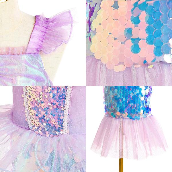 プリンセス マーメイド ドレス ホログラム 子供 スパンコール コスプレ 衣装 子供服 ハロウィン キッズ 女の子 人魚姫 アリエル リトルマーメイド ディズニー - 画像 (5)