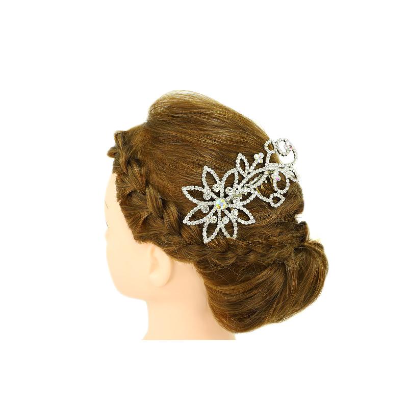 髪飾り 成人式 振袖 袴 花 かんざし シルバー コーム キラキラ ラインストーン おしゃれ かわいい 日本製 洋装 コーム型 和風 No.10-2808 - 画像 (4)