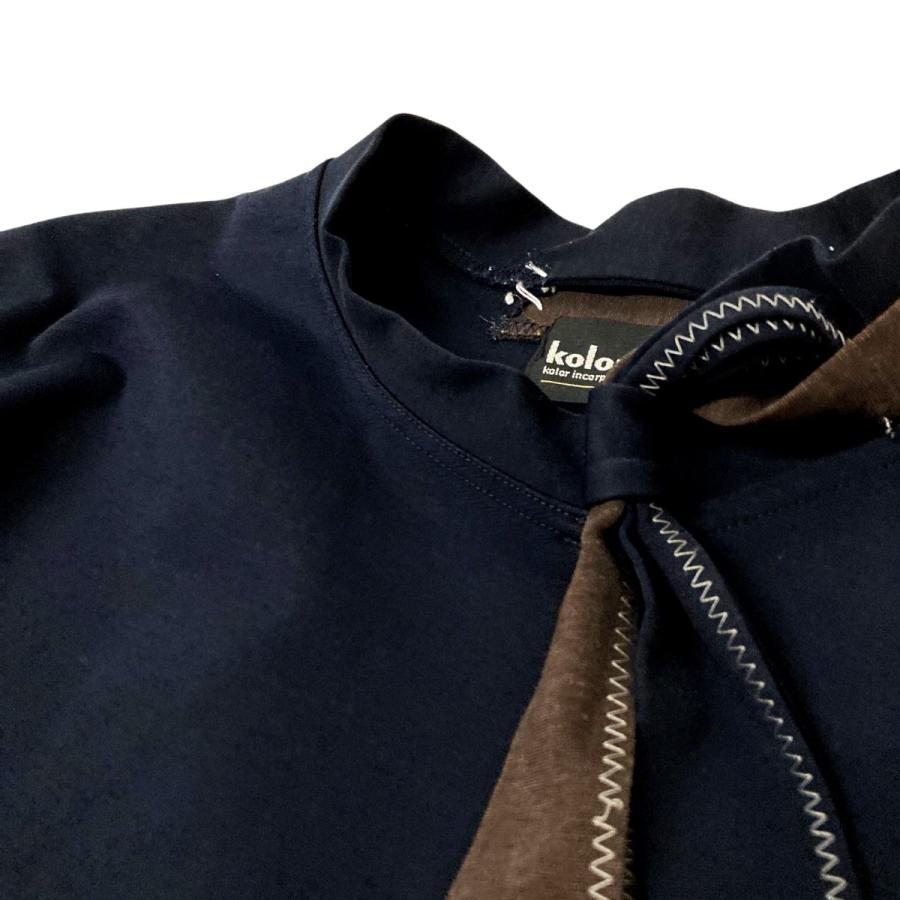 Color カラー KOLOR PULLOVER TEE 切替カットソー 22WCM-T01202 ネイビー×ブラウン サイズ:3 - 画像 (2)