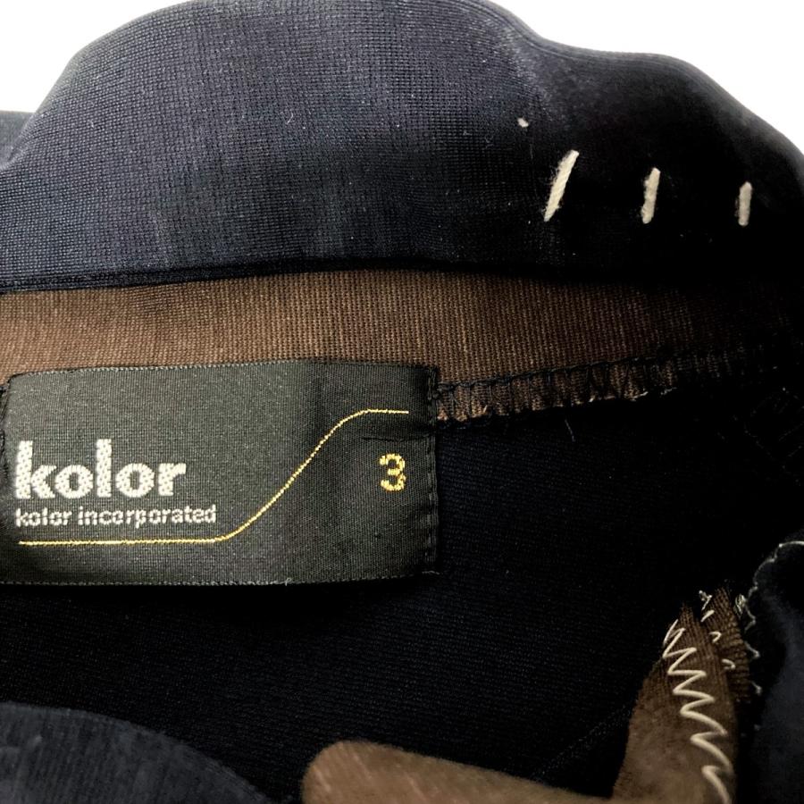 Color カラー KOLOR PULLOVER TEE 切替カットソー 22WCM-T01202 ネイビー×ブラウン サイズ:3 - 画像 (3)