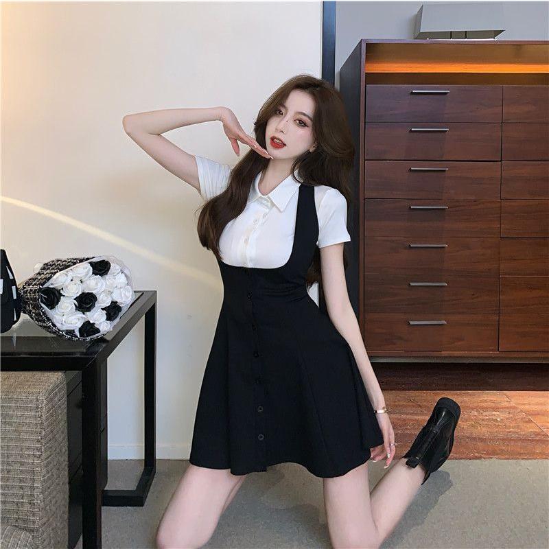 セットアップ トップス タイトスカート ミディアムスカート 姫系 ホワイト ブラック 着痩せ ミディアム丈 パーティドレス 上品 エレガント 大人 可愛 - 画像 (7)