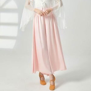 サテン ダンスパンツ 光沢あり ワイドパンツ レディース ガウチョパンツ ロング丈 ウエストゴム ボトムス ダンス着 レッスンウェア 社交ダンス バレエパンツ ヨ