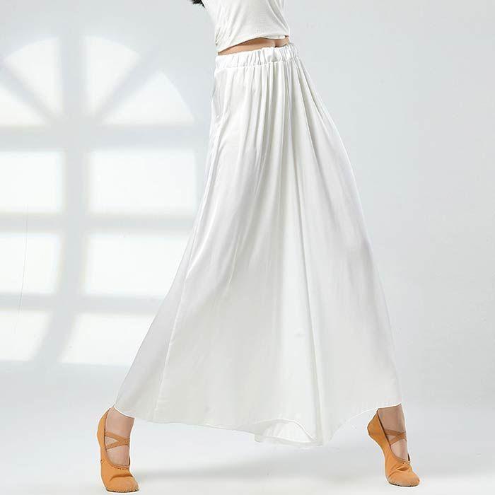 サテン ダンスパンツ 光沢あり ワイドパンツ レディース ガウチョパンツ ロング丈 ウエストゴム ボトムス ダンス着 レッスンウェア 社交ダンス バレエパンツ ヨ - 画像 (2)