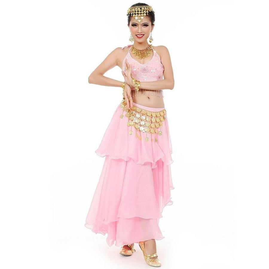 イベント 衣装 ベリーダンス セット アラビアン衣装 アラビアン仮装 全身3点セット(ブラトップス スカート チェーンベルト) レディース ダンス衣装 ダンス