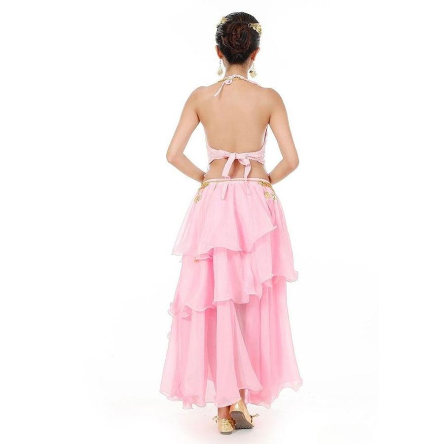 イベント 衣装 ベリーダンス セット アラビアン衣装 アラビアン仮装 全身3点セット(ブラトップス スカート チェーンベルト) レディース ダンス衣装 ダンス - 画像 (7)