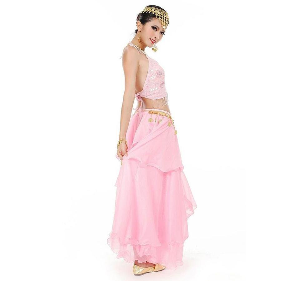 イベント 衣装 ベリーダンス セット アラビアン衣装 アラビアン仮装 全身3点セット(ブラトップス スカート チェーンベルト) レディース ダンス衣装 ダンス - 画像 (8)