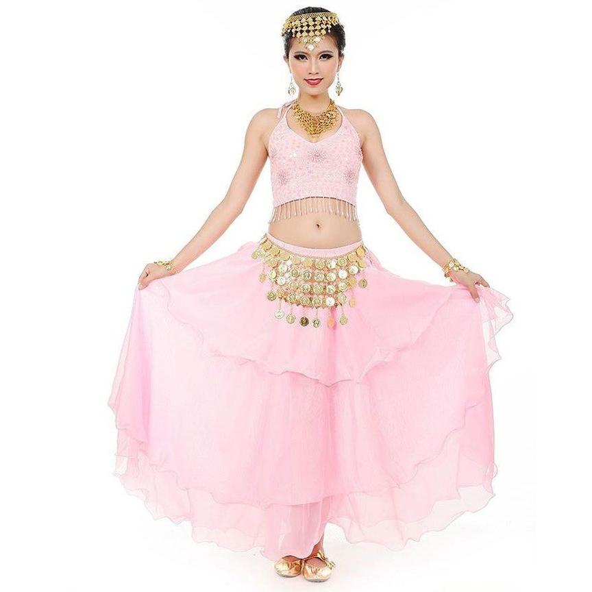 イベント 衣装 ベリーダンス セット アラビアン衣装 アラビアン仮装 全身3点セット(ブラトップス スカート チェーンベルト) レディース ダンス衣装 ダンス - 画像 (9)