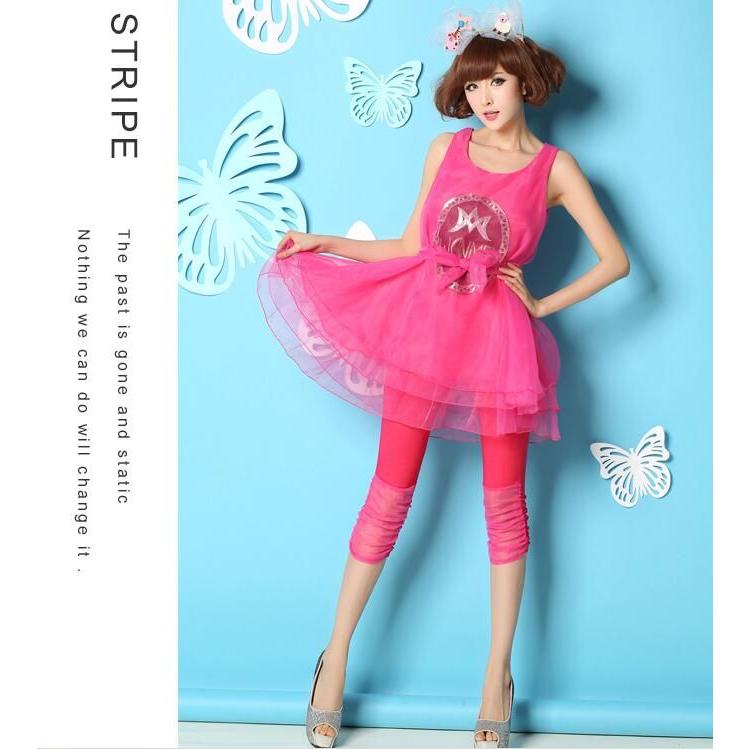 ミニドレス ミドル丈ワンピース ふわんり オーガンザ シフォン3枚重ね ノースリーブ Aライン トップス ワンピース レディース ボリューム ダンス衣装 ステージ - 画像 (2)