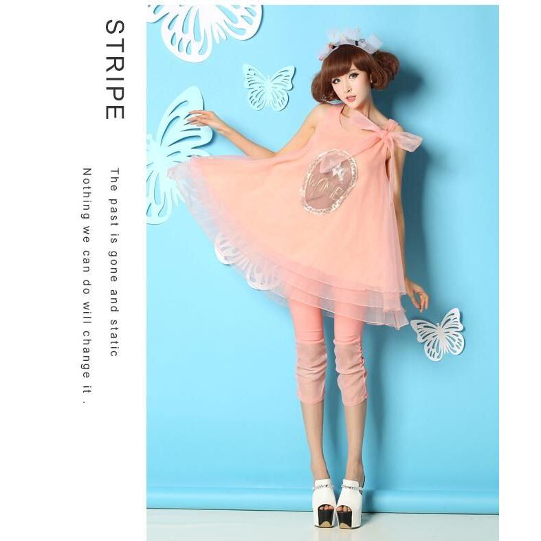 ミニドレス ミドル丈ワンピース ふわんり オーガンザ シフォン3枚重ね ノースリーブ Aライン トップス ワンピース レディース ボリューム ダンス衣装 ステージ - 画像 (9)