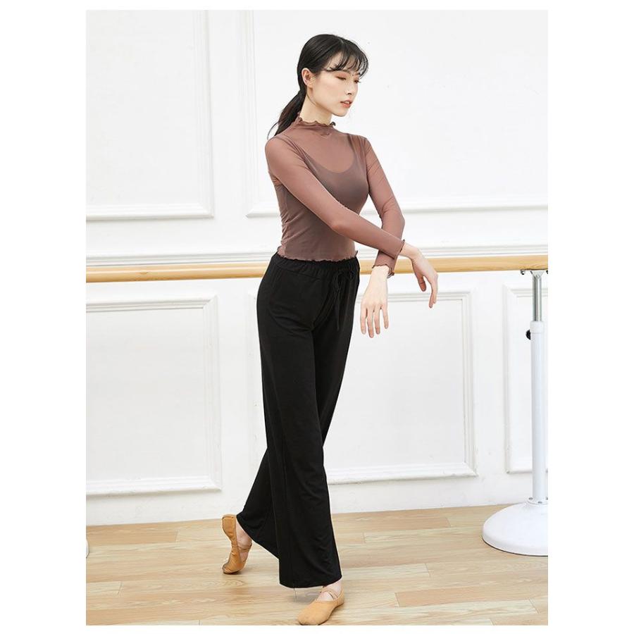 バレエ トップス 長袖 ストレッチメッシュ シースルー ハイネック レディース 大人 バレエトップス レッスン 着 バレエ用品 ダンス ヨガ ウェア 社交ダ - 画像 (6)