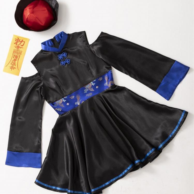 ハロウィン コスプレ キョンシー チャイナ服 女 仮装 ガールズキョンシー 妖怪 お化け ゾンビ コスチューム 黒 ペア ハロウィン仮装 コスプレ衣装 大人 - 画像 (2)