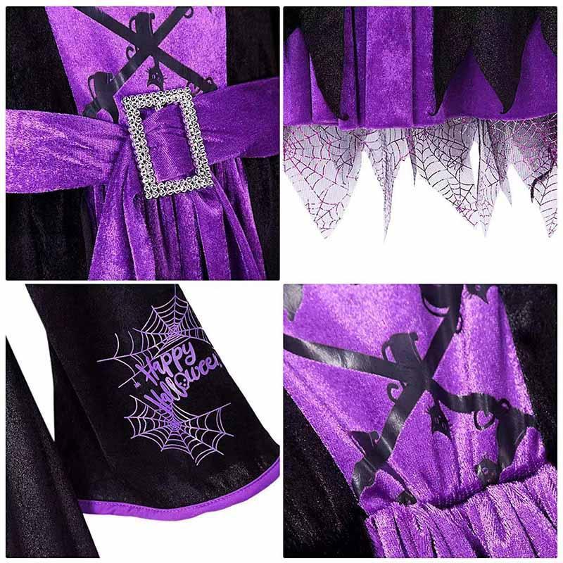 ハロウィン コスプレ 魔女 子供 女の子 衣装 仮装 可愛い 帽子 ドレス ワンピース キッズ ウィッチ 魔女っ娘 人気 - 画像 (3)