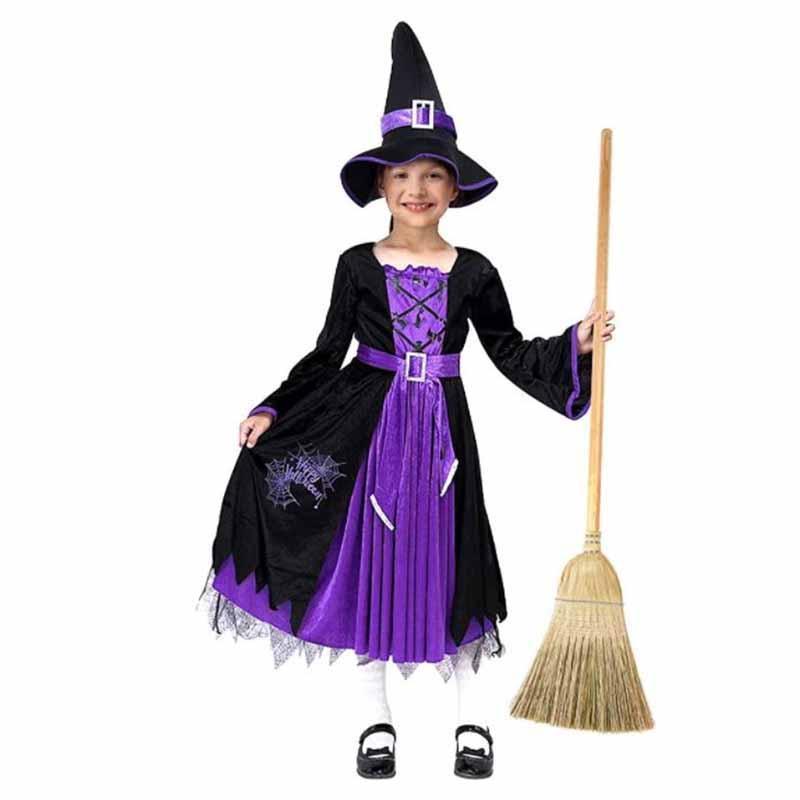ハロウィン コスプレ 魔女 子供 女の子 衣装 仮装 可愛い 帽子 ドレス ワンピース キッズ ウィッチ 魔女っ娘 人気 - 画像 (4)
