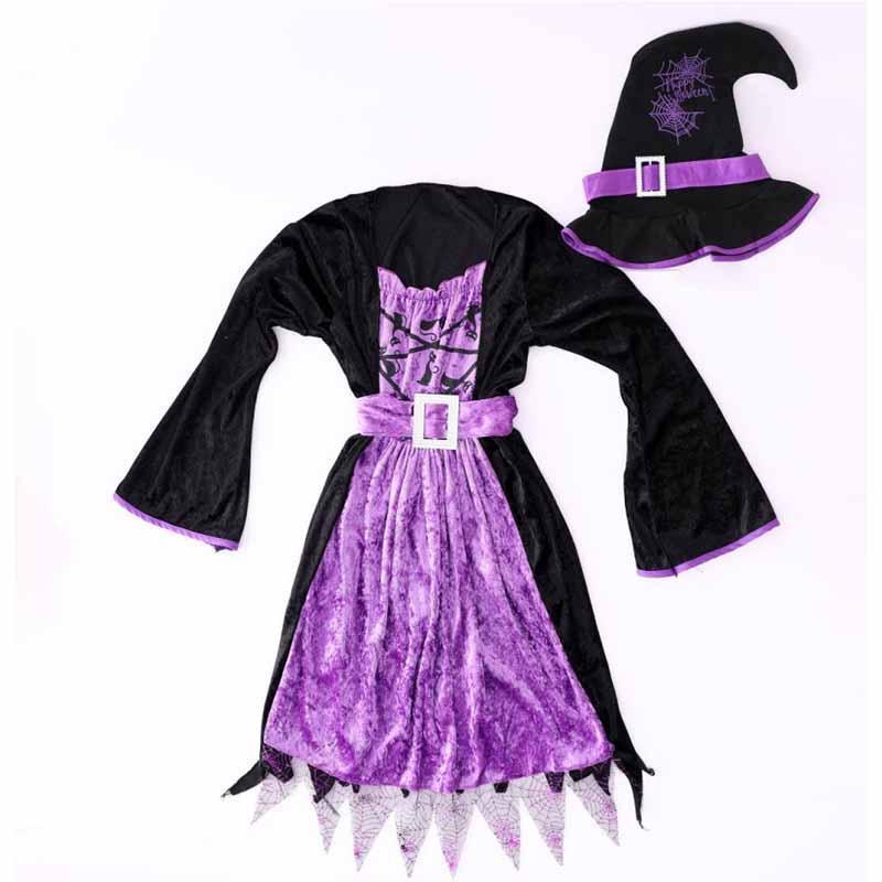 ハロウィン コスプレ 魔女 子供 女の子 衣装 仮装 可愛い 帽子 ドレス ワンピース キッズ ウィッチ 魔女っ娘 人気 - 画像 (6)