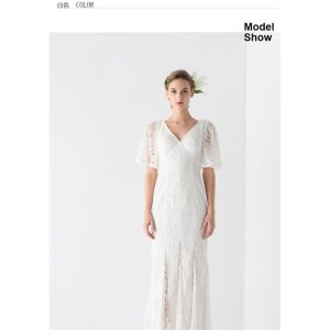 パーティードレス Vネック ウエディングドレス プリンセスライン 白ドレス レース 高品質 成人式ドレス 二次会ドレス フォーマル コンサート 演奏会 発表会 レデ