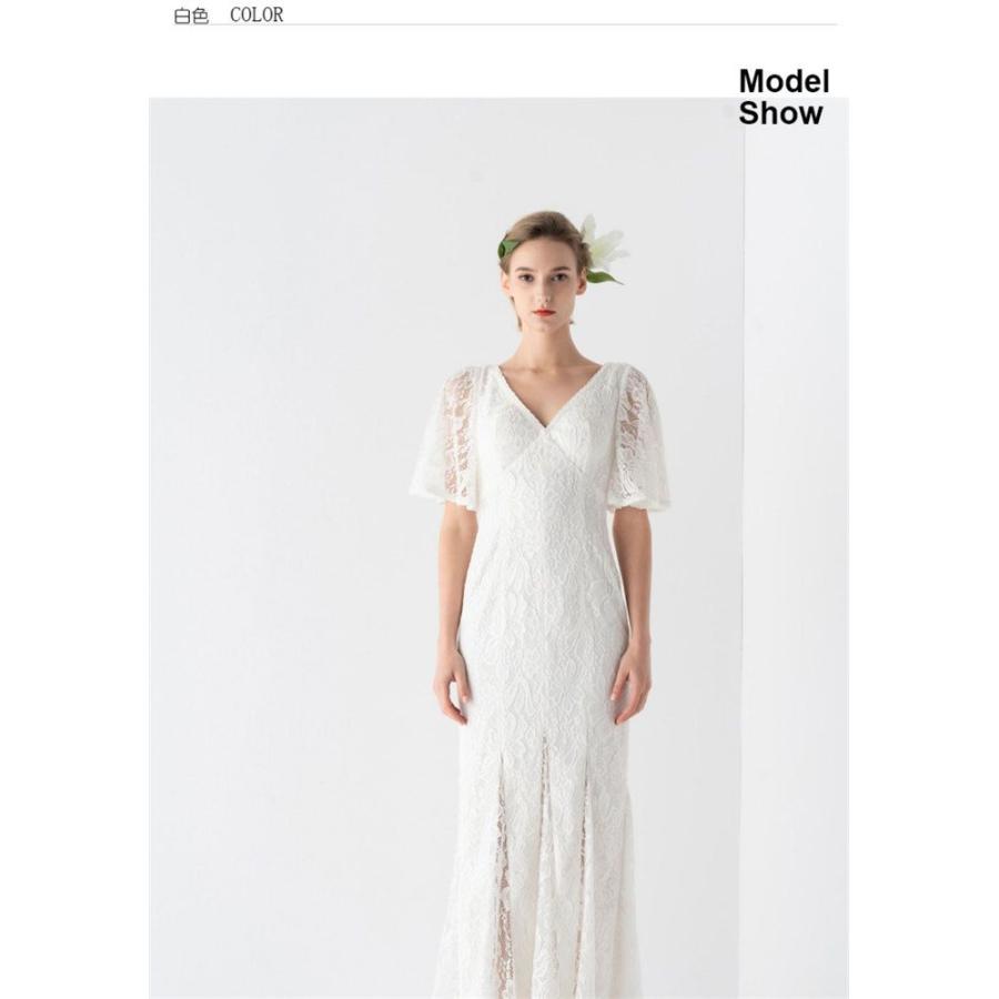 パーティードレス Vネック ウエディングドレス プリンセスライン 白ドレス レース 高品質 成人式ドレス 二次会ドレス フォーマル コンサート 演奏会 発表会 レデ