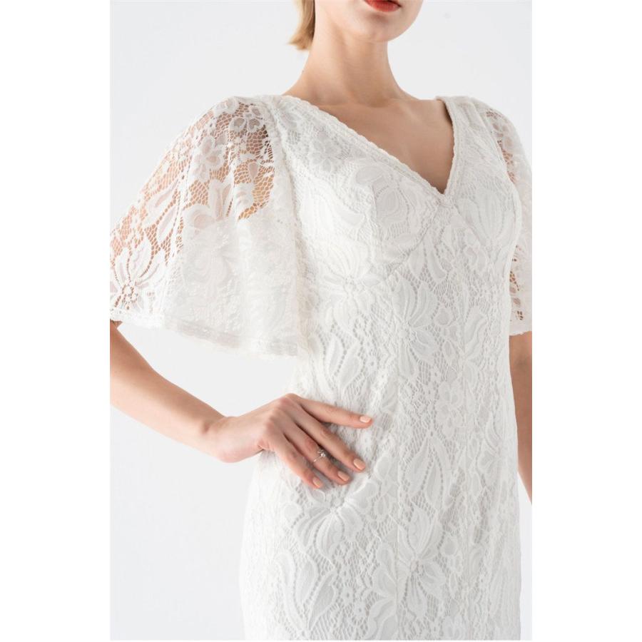 パーティードレス Vネック ウエディングドレス プリンセスライン 白ドレス レース 高品質 成人式ドレス 二次会ドレス フォーマル コンサート 演奏会 発表会 レデ - 画像 (6)