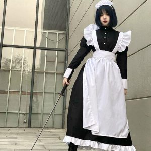 メイド服 コスプレ レディース メンズ フレンチメイド ロングコスチューム 大人 エプロン 家政婦 コスプレ衣装 仮装 コミケ イベント クリスマス