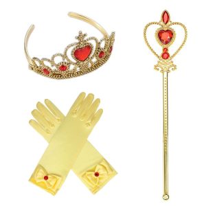 美女と野獣 ベル Belle 子供 ドレス コスチューム 豪華セット プリンセスドレス ティアラ グローブ 100 110 120 130