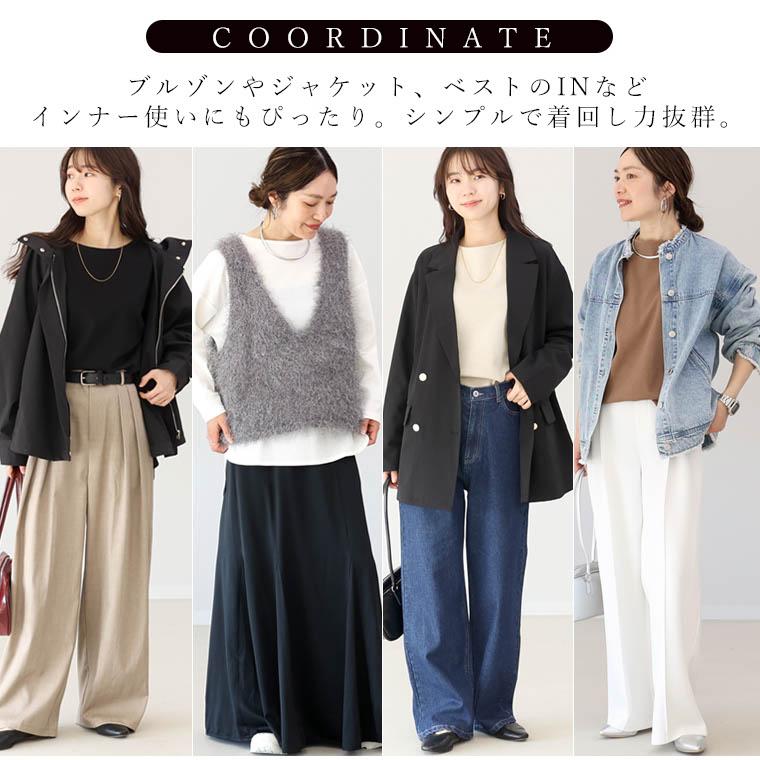 Aletta vita カットソー 長袖 ボートネック ドロップショルダー ワッフル ボートネックワッフルサイドスリット長袖プルオーバー メール便可/ma3 - 画像 (4)