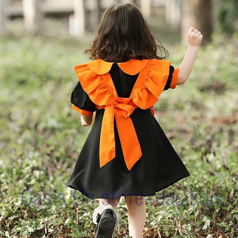 衣装 子供 女の子 コスプレ かぼちゃ 仮装 コスチューム 2点セット エプロンドレス ワンピース ドレス カチューシャ こども キッズ 子ども用 - 画像 (8)