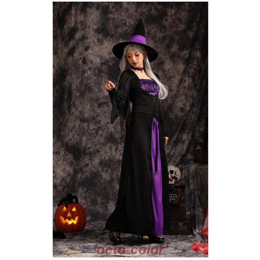 子供 魔女風 コスチューム 仮装 衣装 キャラクター 可愛い ワンピース 2点セット - 画像 (4)